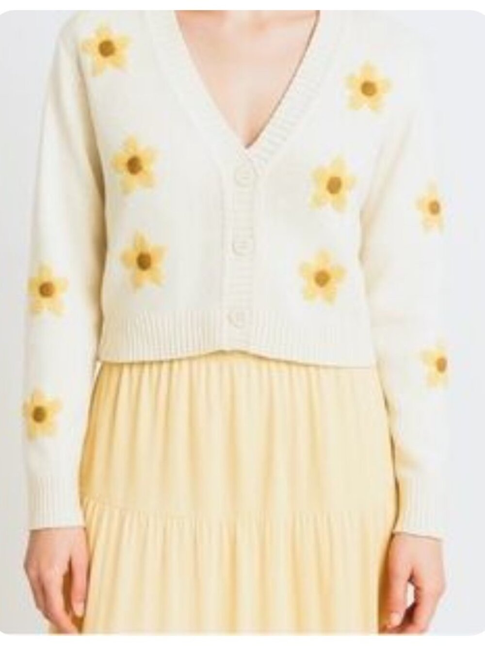 NWT Jessica Simpson Crochet Cropped Cream Yellow Daisy Button Front Cardigan